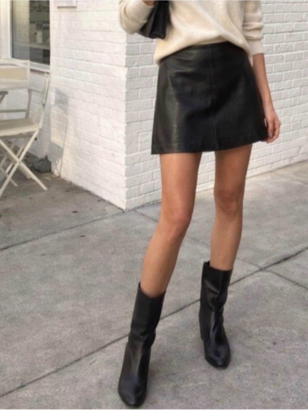 NWT // J. Crew Black Faux Leather A-Line
Mini Skirt // Size 8